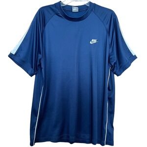 Nike Shirt Mens XXL Blue White Swoosh Lightweight Crew Neck Casual Workout